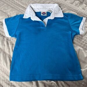 Vintage Vibrant Blue Kids Polo with White Accents